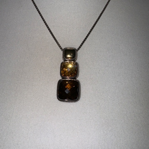 New With Tags David Yurman Chiclet Small Triple Drop Quartz Pendant Necklace - Picture 2 of 8